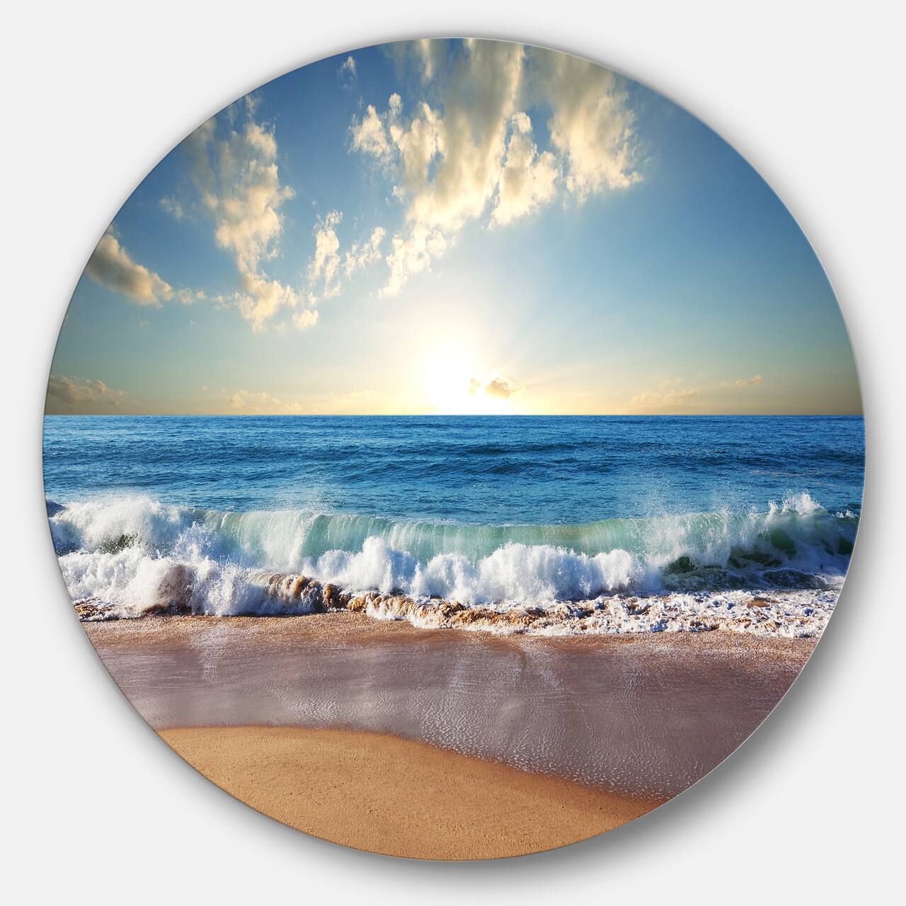 Designart - Sea Sunset' Disc Seascape Photography Circle Metal Wall Art